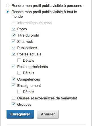 Modifier mon profil public LinkedIn